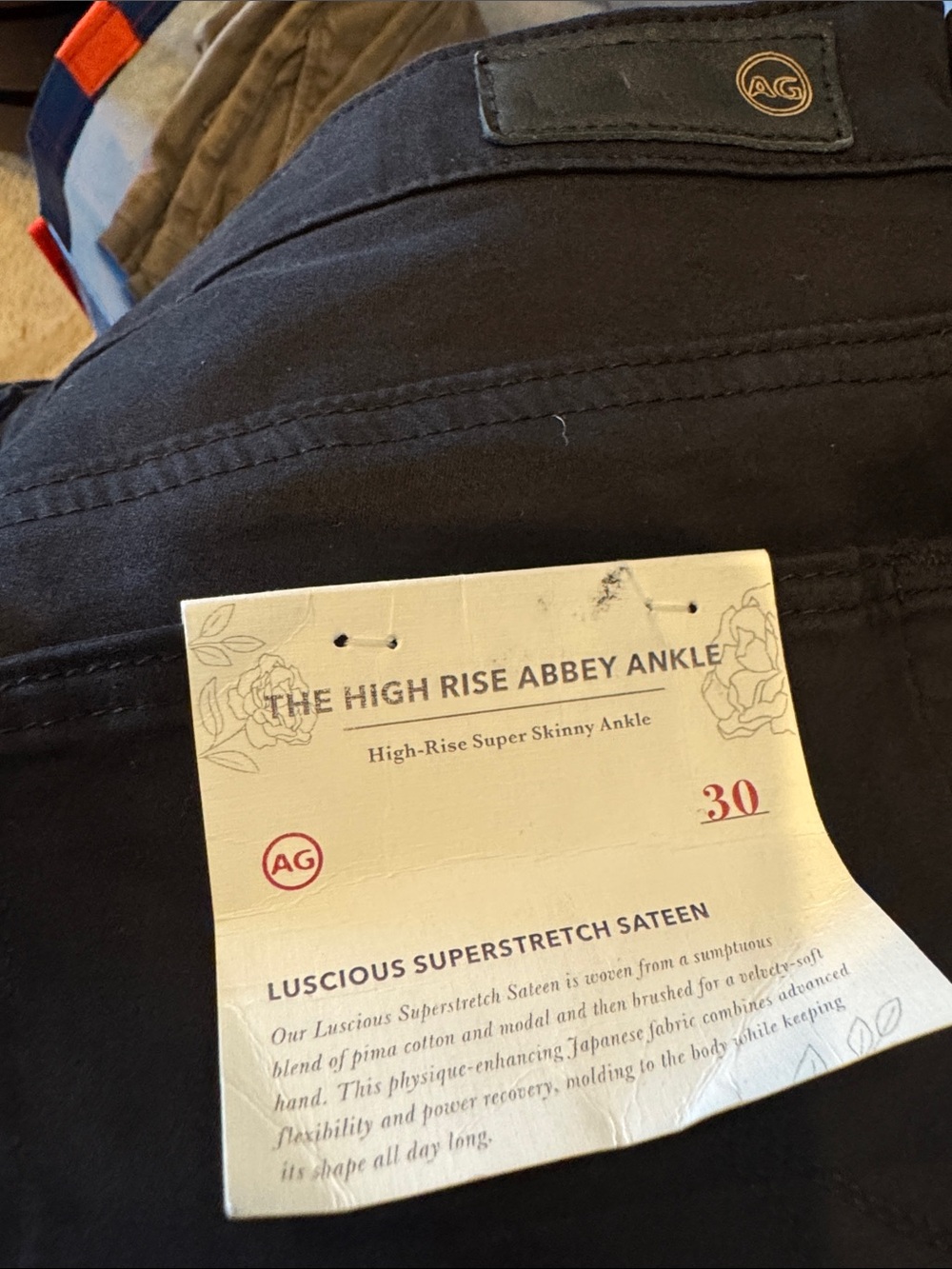 AG Anthropologie The High Rise Abbey Ankle Jeans Black Size 30R - Picture 11 of 11